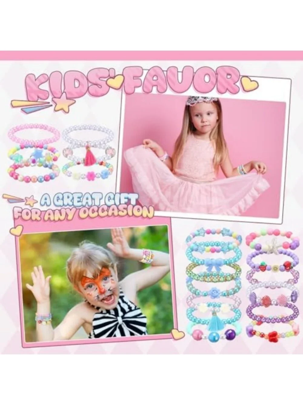 Colorful Beaded Bracelets for Girls - 100 Pcs Kids Friendship Jewelry Set